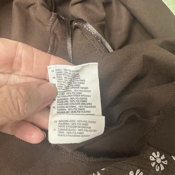 H&M Y2K Tank Top Babydoll Floral Daisy Chiffon Bow Brown Flowy Cottage Size 4 - Picture 9 of 11